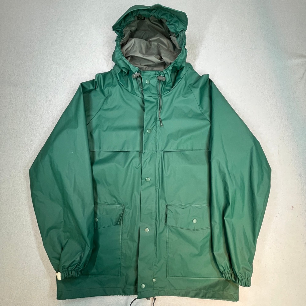 Ocean Wave Foul Weather Gear PVC Rain Jacket Hooded Waterproof Fishing M